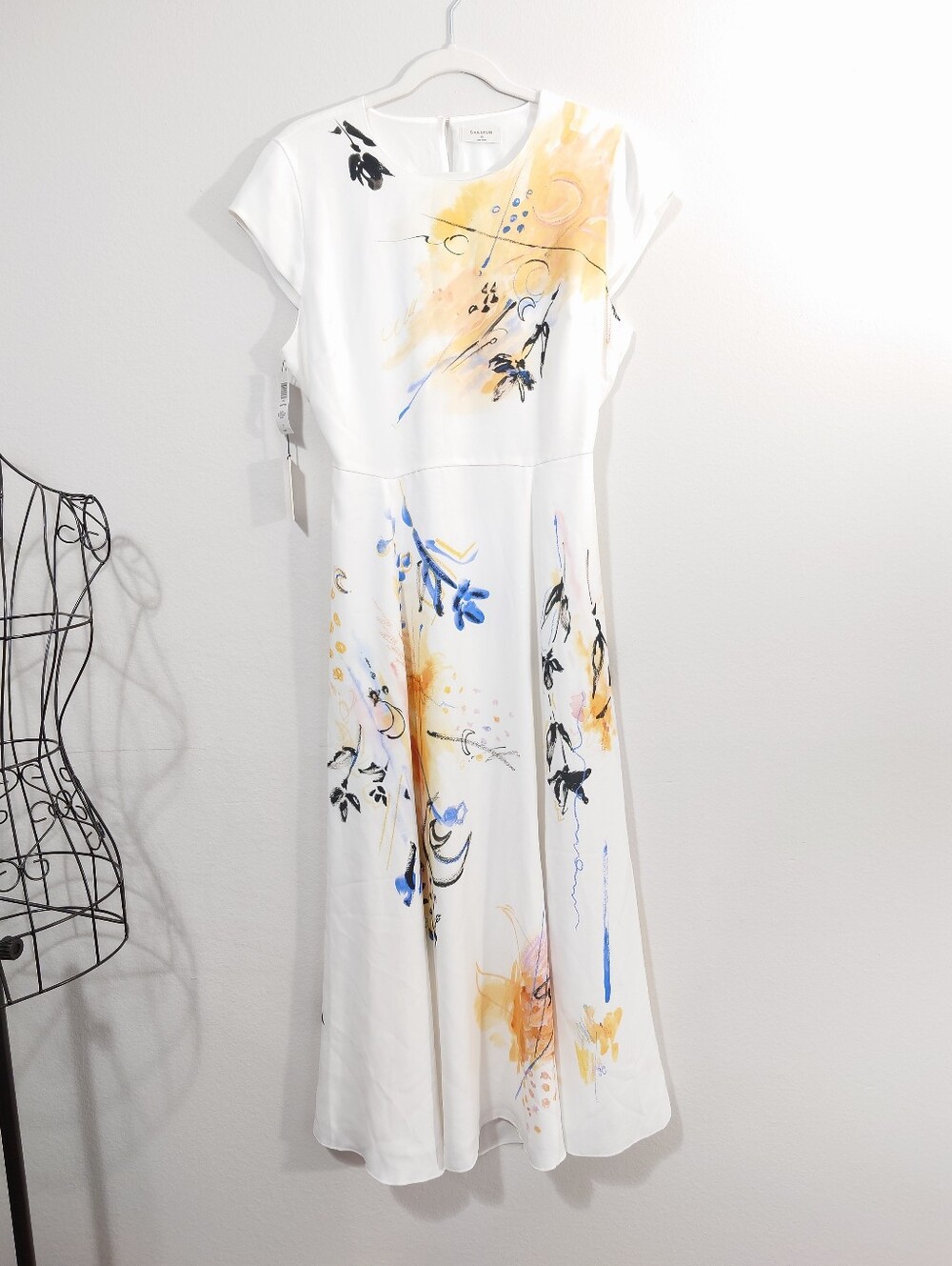 Babaton Hamptons Dress Size 10 NWT Open Back Abstract Print Midi Dress
